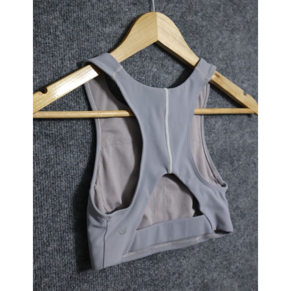 Lululemon Sports Bra Women 2 Gray Tough‎ Train High Neck Athleisure Yoga Train - Picture 4 of 6